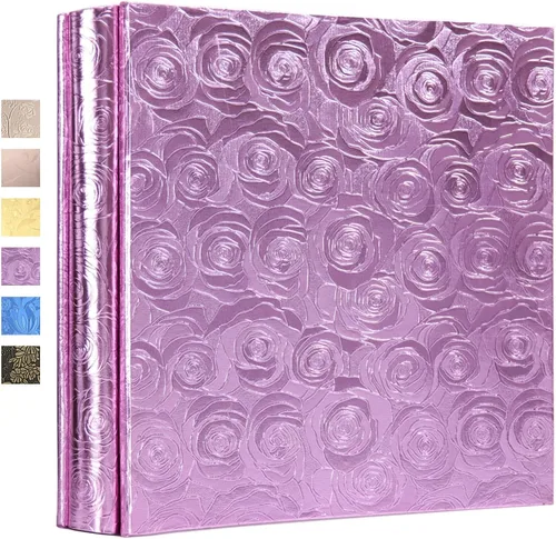 Miniatura 7 de Vienrose - Álbum grande de fotos (600 compartimentos), funda de piel sintética, para álbum de boda, bebé, graduación 2-Rosa morada