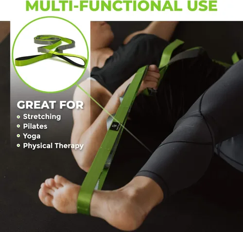 Miniatura 2 de Gradient Fitness Stretching Strap for Physical Therapy, 12 Multi-Loop Stretch Strap 1" W x 8' L, Neoprene Handles, Physical Therapy Equipment, Yoga