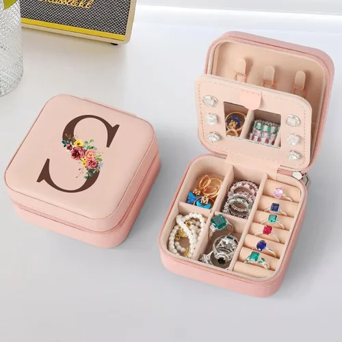 Parima Regalos para amigas, hermana, organizador de joyas rosa con espejo, regalos para mujeres, amigas, regalos de cumpleaños, caja de joyería