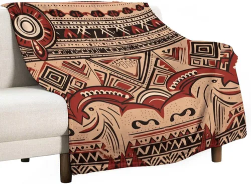 Miniatura 53 de Mantas de franela con patrón artístico rojo, beige, marrón oscuro, manta de franela de pintura al óleo abstracta de 30 x 40 pulgadas para sofá, cama