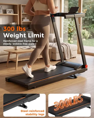 Miniatura 5 de 5% Incline Walking Pad Treadmill, 300LB Capacity Folding Treadmills for Home, Walking pad with Handle bar, 3.0 HP Quiet Dual Cushion System 2-Negro