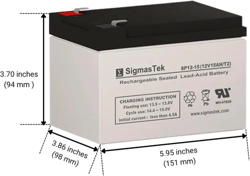 Miniatura 2 de SigmasTek SW12150 Batería SLA compatible, 12V 15Ah F2 SP12-15 (T2)