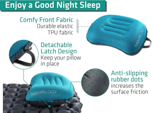 Miniatura 3 de TREKOLOGY - Almohada inflable ultraligera para campamento y viaje – ALUFT 2.0 comprimible, compacta, cómoda y ergonómica que provee soporte