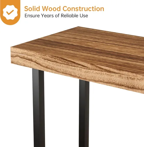 Miniatura 7 de Acovy Mesa consola industrial de madera maciza, mesa de entrada de 2 niveles con estantes de almacenamiento, mesa de sofá estrecha para sala