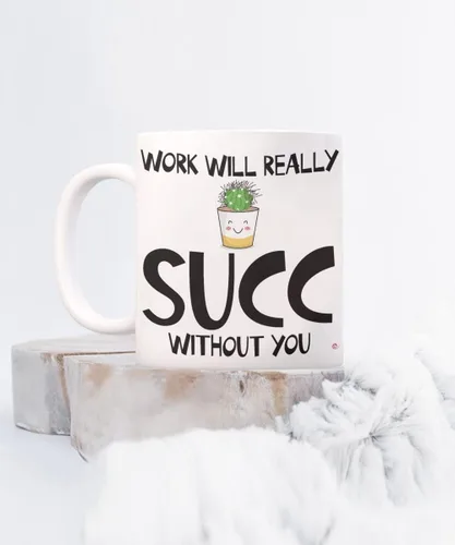 Miniatura 3 de ODDITEES Taza de café divertida con texto en inglés «Work Will Really Succ Without You», 11 onzas, color blanco