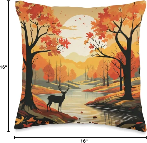 Miniatura 4 de Fall Leaves autumn orange pumpkin pattern Fall Dear Pattern - Almohada de hojas de color otoñal, 16 x 16 pulgadas, multicolor