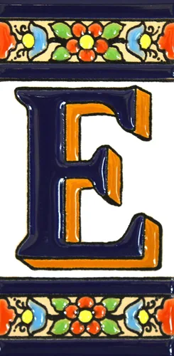 Miniatura 34 de FLORES MEDIANO - Azulejos de letras de casa pintados a mano de 4,29" x 2,13" para letreros, direcciones y nombres Letra "V