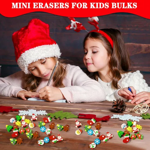 Miniatura 4 de 150 piezas de borradores de Navidad para niños, lindos borradores de animales pequeños a granel para escritorio de niños, mascotas, borradores