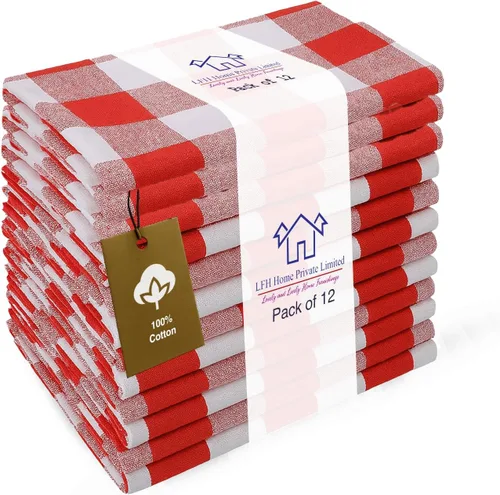 Miniatura 13 de LFH Home - Juego de 4 servilletas Dobby de tela rica en algodón, lavables, suaves, duraderas, a rayas, para comedor, boda, uso diario