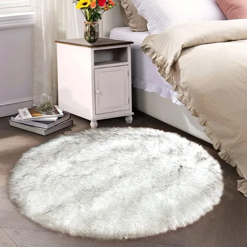 Miniatura 36 de Latepis - Tapete rectangular de piel sintética tipo lana de oveja suave, esponjosa y lavable para sala de estar, dormitorio, sala de juegos o Blanco