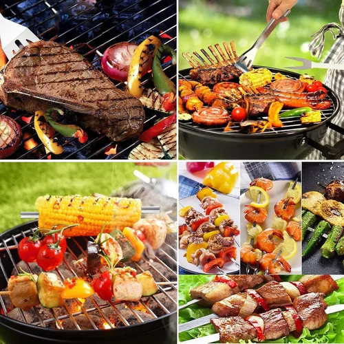Miniatura 3 de Kit de accesorios para barbacoa, juego de 20 herramientas de parrilla de barbacoa de acero inoxidable para ahumador, camping, barbacoa, utensilios