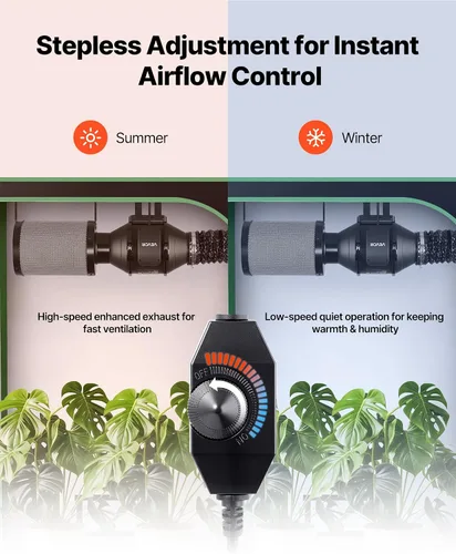 Miniatura 5 de VEVOR Kit de filtración de aire de 4 pulgadas, ventilador de conducto en línea de 180 CFM con controlador de velocidad, filtro de carbono y sistema