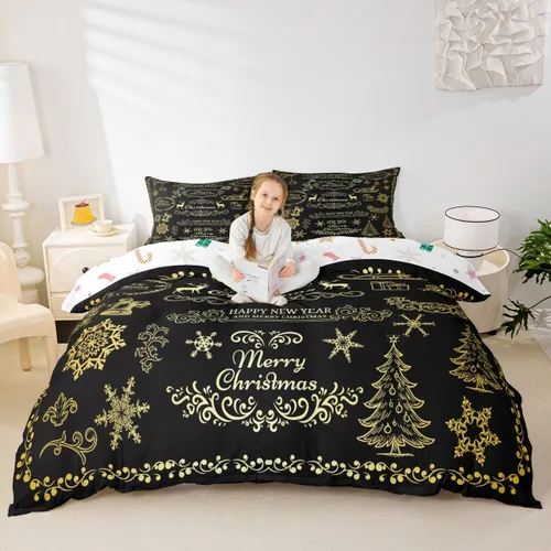Miniatura 40 de Juego de funda de edredón para niños de Feliz Navidad, tamaño King, juego de ropa de cama de pingüinos de dibujos animados, animales árticos