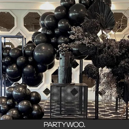Miniatura 8 de PartyWoo Globos Negros 145 piezas Diferentes Tamaños de 18 12 10 5 Pulgadas Kit de Arco de Globos Negros Guirnalda para Baby Shower Cumpleaños