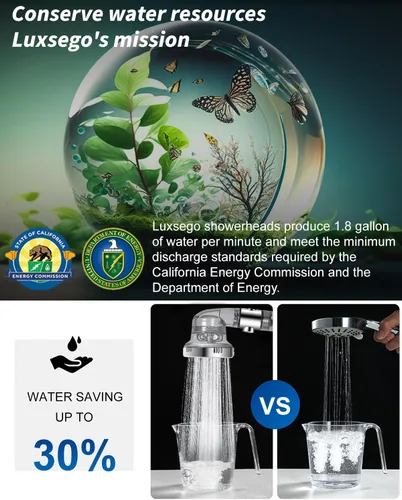 Miniatura 7 de Cabezal de ducha filtrado para agua dura con tope, cabezales de ducha de 4 modos de alta presión con rociador de alta presión integrado para limpiar