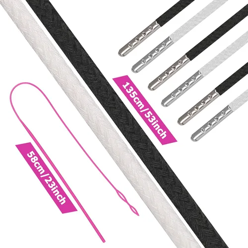 Miniatura 2 de 10 cordones de cordón con fácil Threaders, reemplazo de cadena de sudadera con capucha con enhebradores de cordón flexible rosa para pantalones