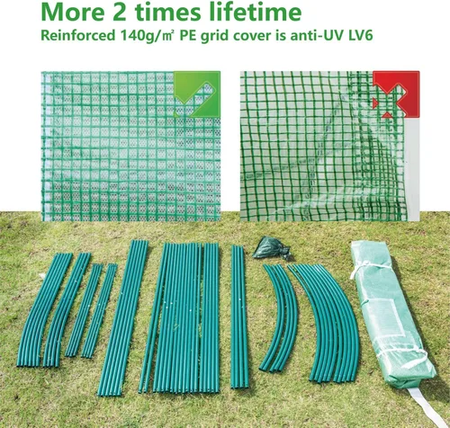 Miniatura 5 de Invernadero al aire libre de 12 x 7 x 7 pies con puerta mosquitera con doble cremallera, puertas individuales, casas verdes para exteriores