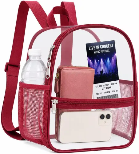 Miniatura 49 de Mochila transparente Oraben para eventos de estadio, mochila transparente para estadio 12x6x12, Negro, Pequeño