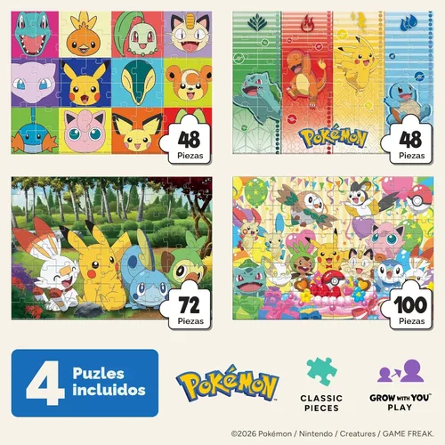 Miniatura 2 de Buffalo Games Rompecabezas de Pokémon, paquete de 4, 500 piezas cada uno, multicolor, incluye 4 pósters, actividad sin pantalla, regalo
