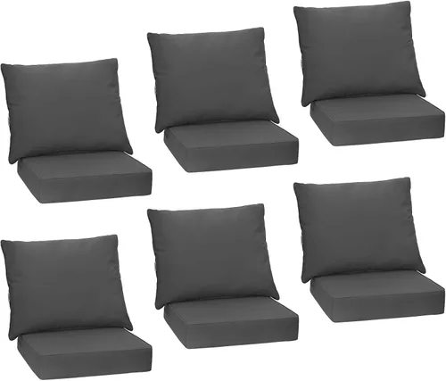 Miniatura 11 de Giantex Juego de cojines de patio con almohada, cojín de asiento profundo y respaldo, almohadillas para sillas de exterior con lazos, reemplazo