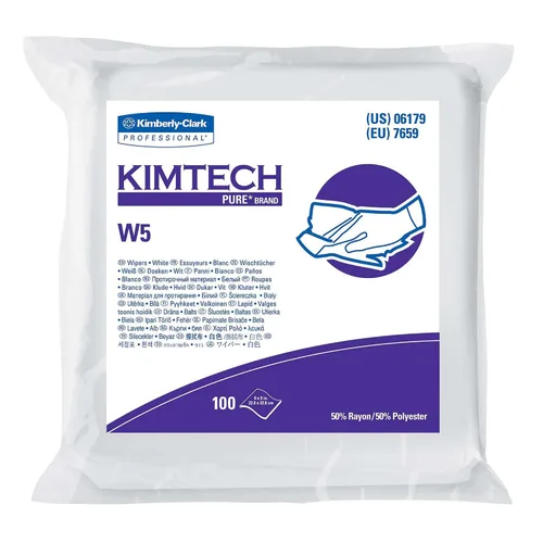 Miniatura 3 de Kimtech 06179 W5 - Limpiaparabrisas para tareas críticas, bolsa doble plana, Spunlace, 9 x 9, blanco, 100 por paquete (caja de 5 paquetes)