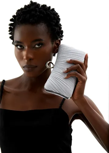Miniatura 5 de iWISH Bolso de mano con purpurina dorada para mujer bolsa de noche plisada para fiesta de boda nupcial con anillo de diamantes de imitación