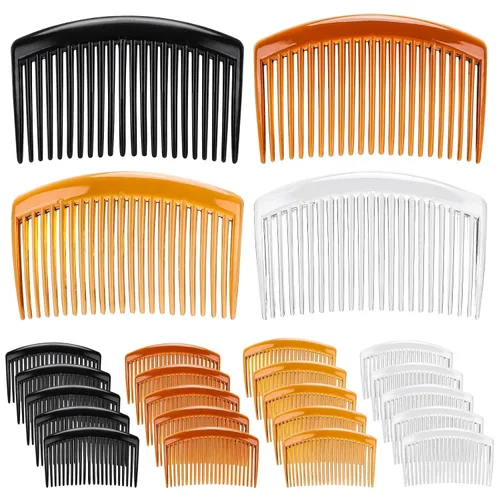 24 peines laterales de plástico para el cabello, peine giratorio francés con 23 dientes, pinzas de pelo fino, peines decorativos para el cabello