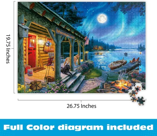 Miniatura 2 de Buffalo Games - Darrell Bush - Moonlight Lodge - Rompecabezas de 1000 piezas, azul