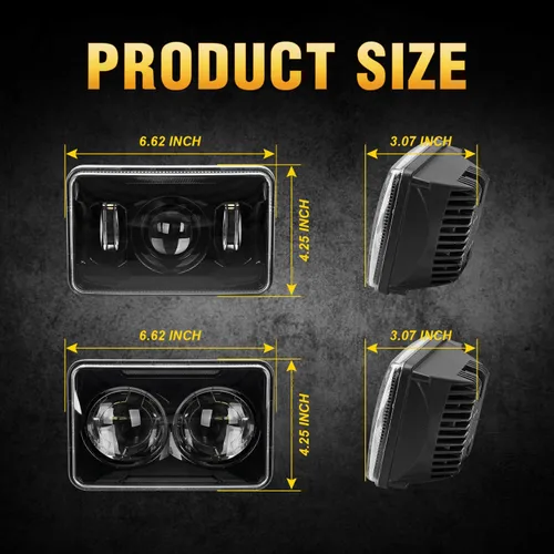 Miniatura 6 de 4 faros delanteros LED rectangulares aprobados por DOT de 60 W, 4 x 6 pulgadas, H4651, H4652, H4656, H4666, H6545, compatibles con camiones Negro