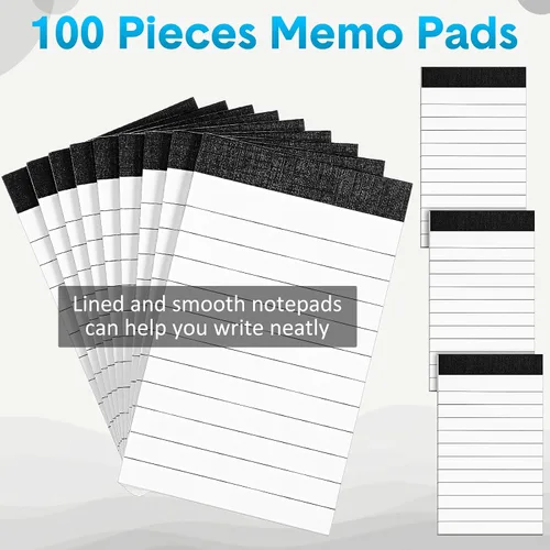 Miniatura 4 de PerKoop Paquete de 100 blocs de notas pequeños de 3 x 5 pulgadas, mini bloc de notas legales con 30 hojas de repuesto para tomar notas, suministros