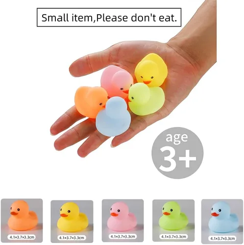 Miniatura 2 de 50 piezas de mini patos de goma multicolor para el baño del bebé, niños chillan y flotan pequeños patos de colores a granel para la ducha