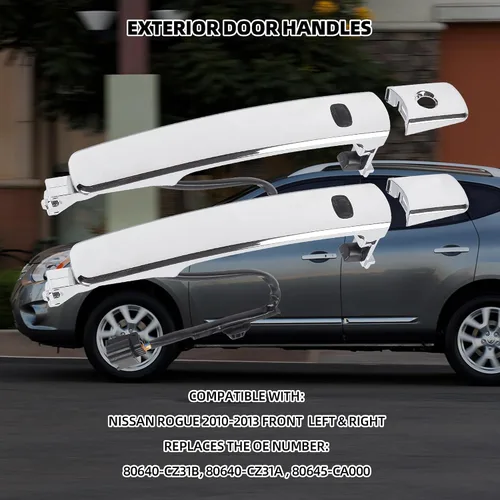 Miniatura 2 de Dasbecan 2 piezas de manija de puerta delantera exterior inteligente de entrada sin llave cromada compatible con Nissan Rogue 2010-2013, lado