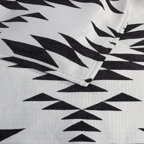 Miniatura 4 de HiEnd Accents Amelia Western Bedding - Juego de edredón de 3 piezas, tamaño Queen, diseño geométrico azteca del suroeste negro y blanco roto, juego