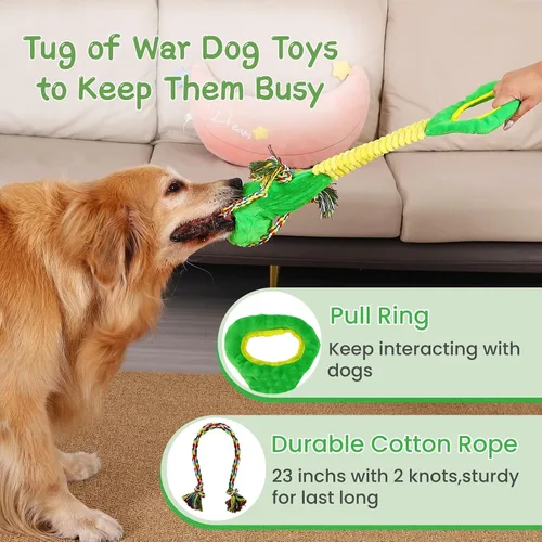 Miniatura 4 de YINEYA Juguetes resistentes para perros masticadores agresivos, juguete interactivo de tira y afloja para mantenerlos ocupados, juguetes chirriantes