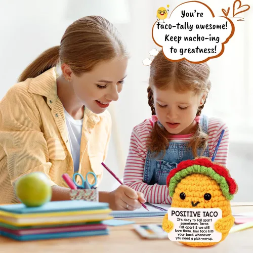Miniatura 3 de Taco de croché positivo, regalo de cumpleaños para mujeres y hombres, relleno de botas navideñas, decoración festiva para hijo, mamá, papá, hermana