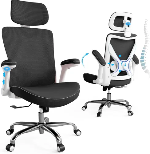 Miniatura 11 de Ergalithic Silla de Oficina Ergonómica para Hogar y Computadora - Silla X en Forma de Malla con Cuero PU y Soporte Lumbar Ajustable - Silla