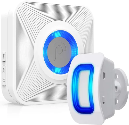 Miniatura 16 de Fosmon WaveLink - Timbre de puerta inalámbrico con rango de 500 pies, 58 melodías, 5 niveles de volumen e indicadores LED para hogar