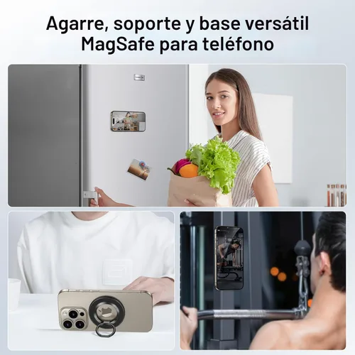 Miniatura 4 de SYNCWIRE - Soporte magnético con aro para MagSafe, rotación de 360 grados, agarre y soporte para teléfono, aro para dedo, doble imán, compatible