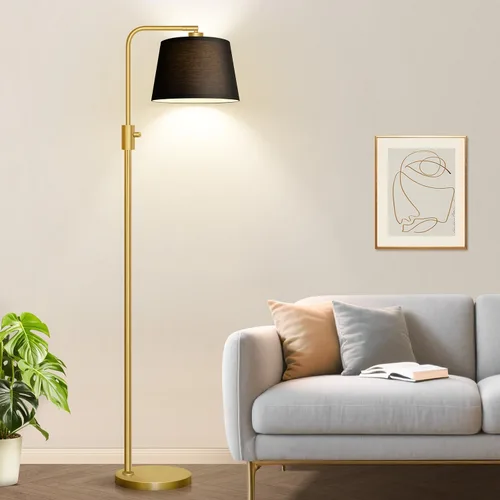 Miniatura 16 de Nintiue Lámpara de pie dorada regulable, bombilla LED Edison de 1000 lm incluida, lámparas de pie de arco para sala de estar con base de mármol
