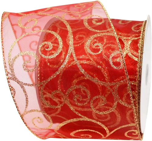 Miniatura 11 de Morex Ribbon Cintas transparentes con purpurina con espiral, cinta navideña para manualidades y decoraciones de Navidad, envoltura de regalos, 1.5
