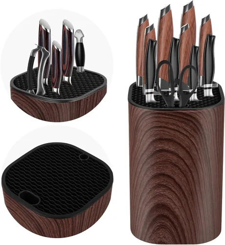 Miniatura 11 de Ninonly Bloque de Cuchillos Sin Cuchillos 2 en 1 Soporte Universal Cuadrado para Cuchillos de Cocina con Ranura para Tijeras que Ahorra Espacio