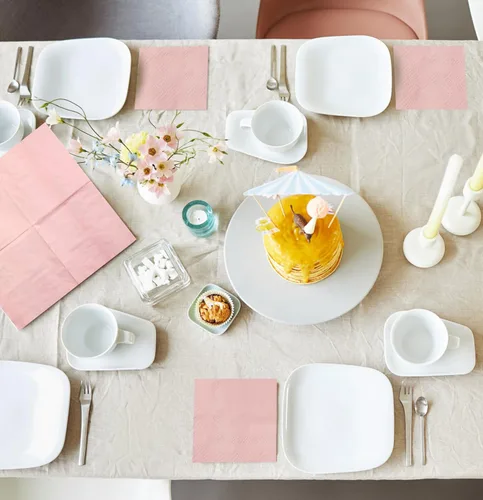Miniatura 6 de Servilletas desechables de 2 capas de color rosa claro, servilletas de cóctel, servilletas de postre, servilletas de papel para boda, fiesta