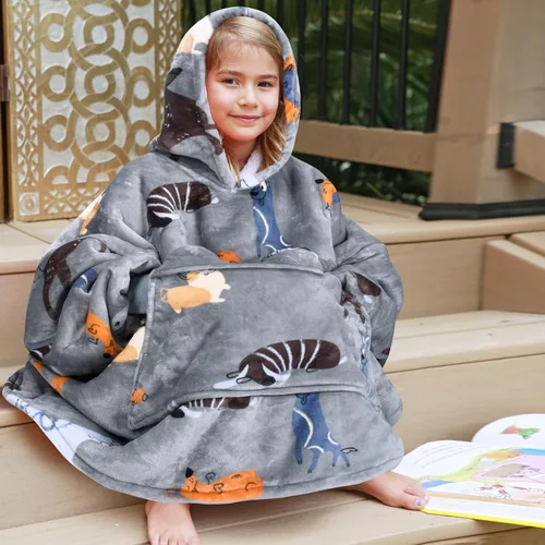 Miniatura 2 de Catalonia Sudadera tipo manta con capucha para niños, sudadera de sherpa extragrande para adolescentes jóvenes, idea de regalo Perro- Niños