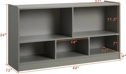 Miniatura 3 de Organizadores y almacenamiento de juguetes, estantería infantil de 5 secciones para organizar libros, juguetes, armario de almacenamiento de madera