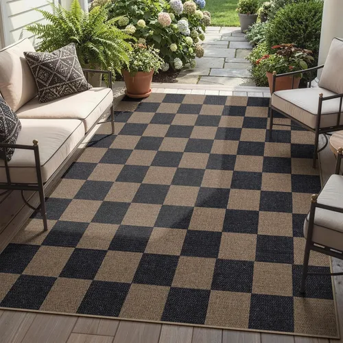 Miniatura 62 de Lahome Alfombra de yute a cuadros fácil 2'x3', alfombra pequeña para entrada, antideslizante, alfombra para la puerta delantera de la cocina