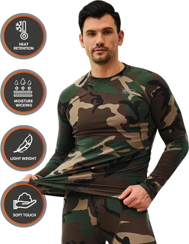 Miniatura 2 de CL convallaria Conjunto de ropa interior térmica para hombre con bragueta larga, capa base, equipo de caza de invierno, parte superior e inferior