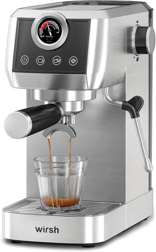 Máquina de espresso Wirsh, máquina de espresso semiautomática de 20 bares con medidor de presión, varilla de vapor, máquina de café expresso de