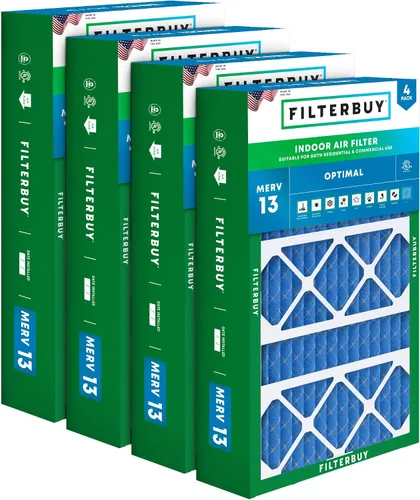 Miniatura 19 de Filterbuy Filtro de aire 10x17x2 MERV 13 Defensa Óptima contra Humo y Alergias (Paquete de 4), Filtros Exteriores Plisados Electrostáticos