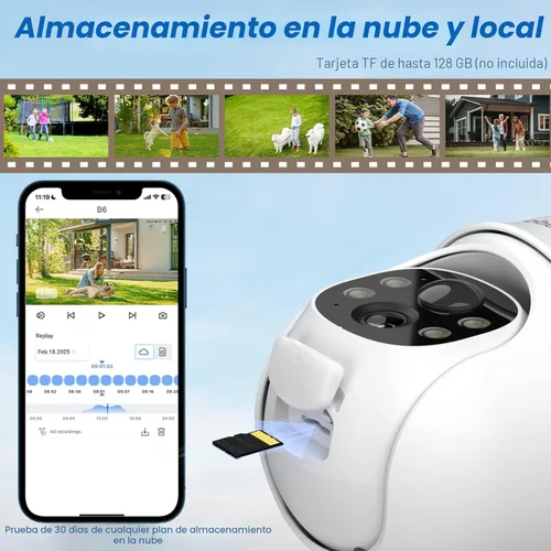 Miniatura 7 de Cámaras 2K para seguridad en el hogar, cámara inalámbrica WiFi de 2.4 G para exteriores, energía solar/batería con panel solar, visión de 360°