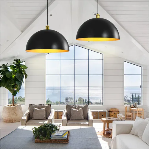 Miniatura 15 de Lámpara Colgante de Granja Negra Accesorios de Lámpara Colgante - Luces Colgantes de Isla de Cocina de 16 pulgadas Luces Colgantes Industriales